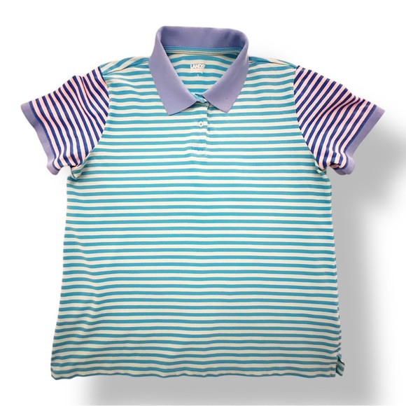 Lands’ End | Men’s Color Block Short Sleeve Polo (L) - Picture 2 of 5